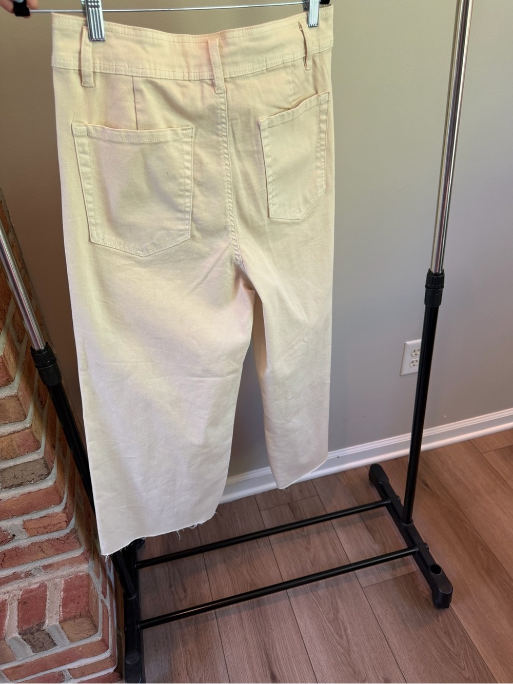 NWT Dex Cream/Tan High-Waist Jeans Raw Hem wide leg cropped length - Picture 5 of 8